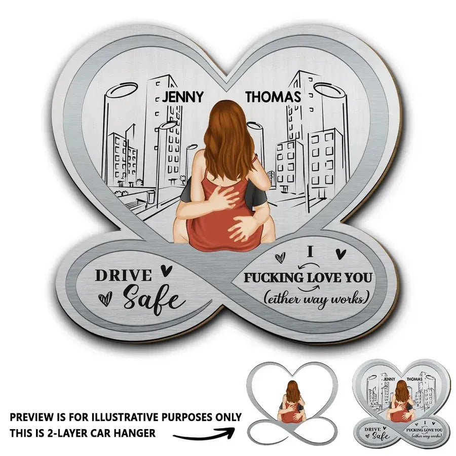 Car Visor Clip with Drive Safe Couple Art, Gift for Boyfriend, Girlfriend or Spouse