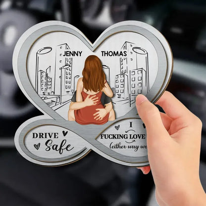 Car Visor Clip with Drive Safe Couple Art, Gift for Boyfriend, Girlfriend or Spouse