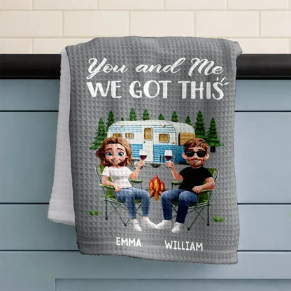 Camper Sweet Camper Kitchen Towel, Personalized Camping Memory Design, Cozy Home Decor Gift for Couples