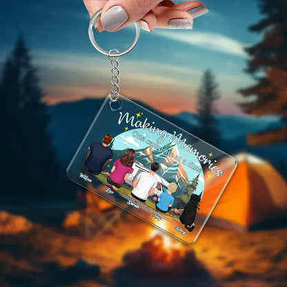 Camping Family Back View Design - Personalized Keychain, Poster, Car Hanger, Wallet Card, Pillow, and Sticker